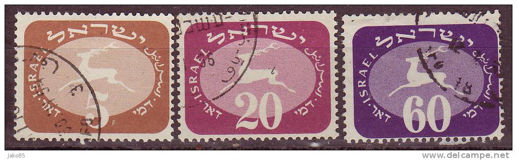 - ISRAEL - 1952 - YT Taxe N° 12 + 14 + 18  - Oblitérés - - Timbres-taxe