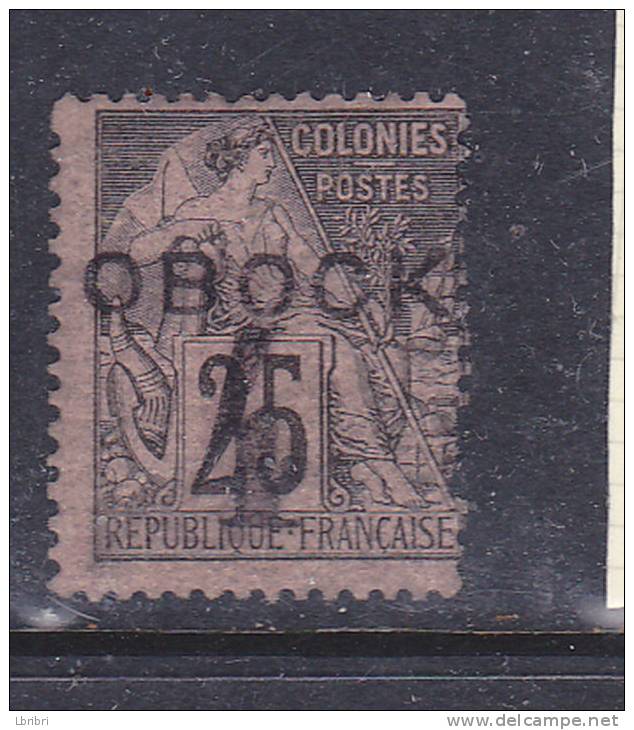 OBOCK N° 25 4 S 25C NOIR S ROSE TYPE DÉESSE ASSISE NEUF AVEC CHARNIÈRE DENTS COURTES A DROITE - Autres & Non Classés