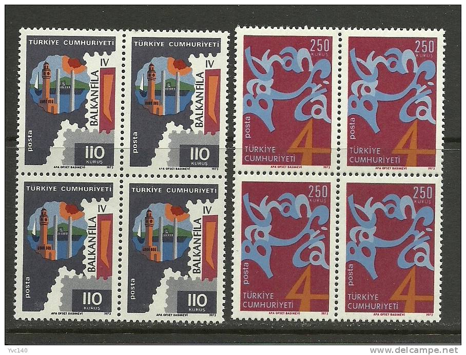 Turkey; 1973 "Balkanfila IV" Stamp Exhibition (Block Of 4) - Nuevos