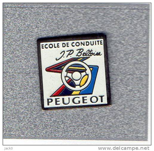 Pin´s  Automobile  Peugeot  école  De  Conduite  Avec  J.P  BELTOISE - Peugeot