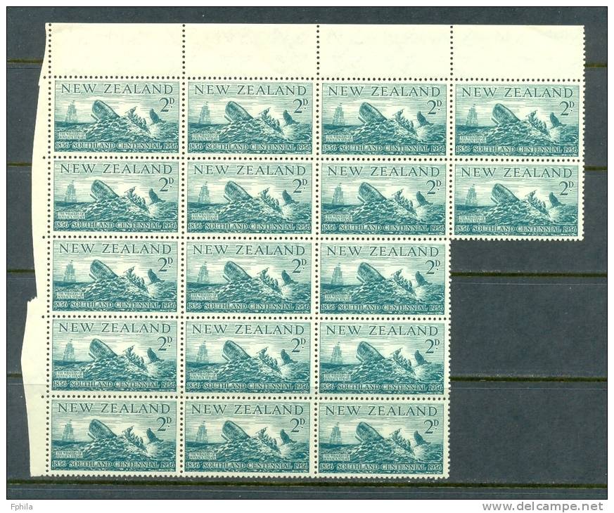 1956 NEW ZEALAND SOUTHLAND CENTENNIAL SHEET SET MICHEL: 360-362 MNH ** (x17, X19, X19 Stamps) - Neufs