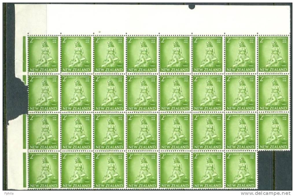 1958 NEW ZEALAND HAWKES BAY CENTENNIAL SHEET X31 SETS MICHEL: 378-380 MNH ** - Neufs