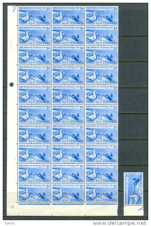 1958 NEW ZEALAND HAWKES BAY CENTENNIAL SHEET X31 SETS MICHEL: 378-380 MNH ** - Neufs