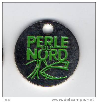 Jeton  De  Caddie  Argenté  PERLE  Du  NORD  Verso  La  Perle  Des  Endives - Trolley Token/Shopping Trolley Chip