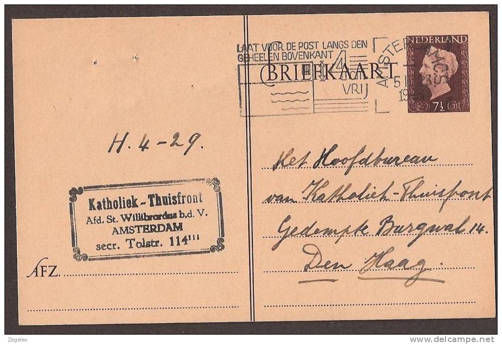 Briefkaart 1947 September - Geuzendam Nr 240b Zeemkleurig Karton - Postal Stationery