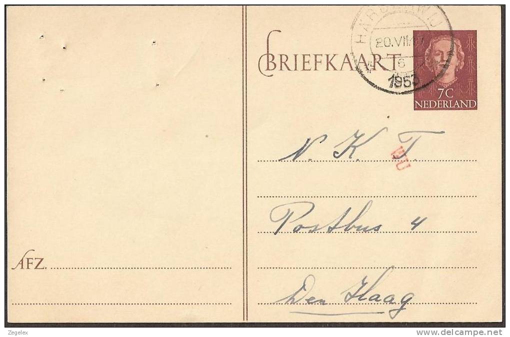 Briefkaart 1953 Geuzendam Nr 248 Met Rood ""WU""stempeltje - Postal Stationery