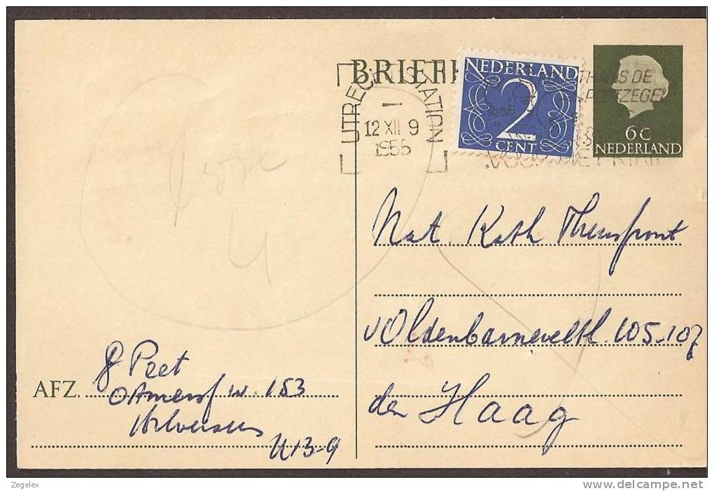 Briefkaart 1954 Geuzendam Nr 257 Met Bijfrankering - Postal Stationery