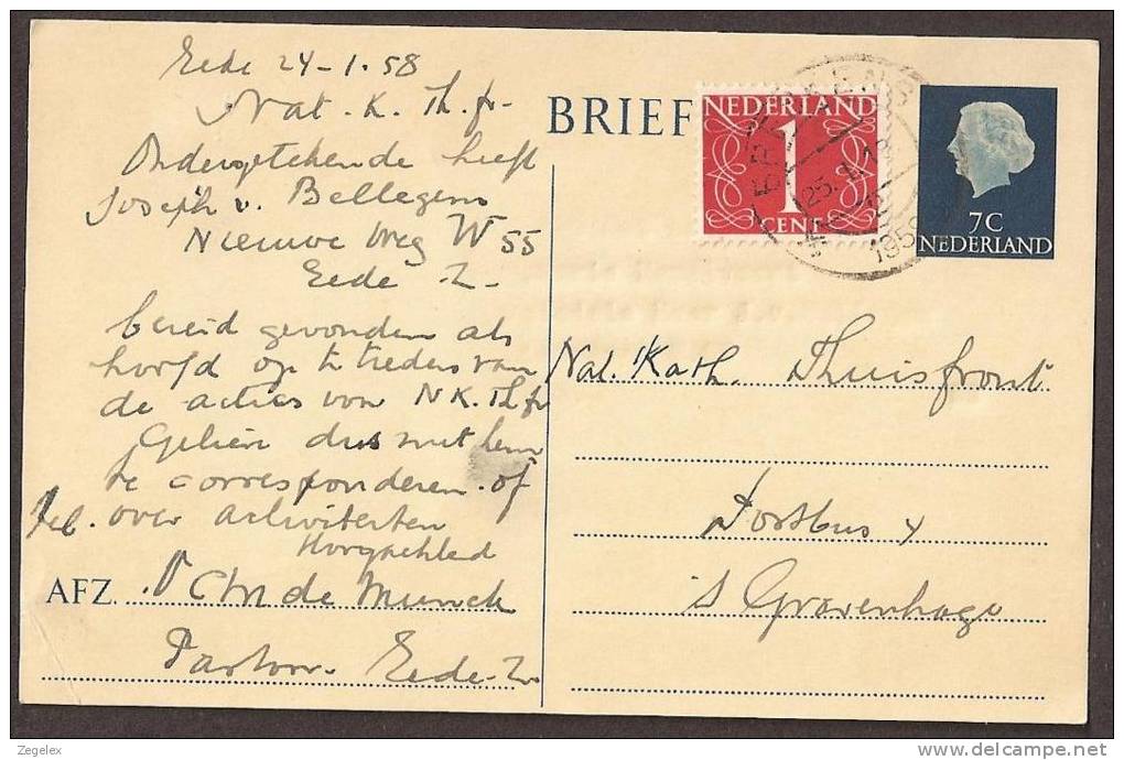 Briefkaart 1953 Geuzendam Nr 259 Met Bijfrankering - Postal Stationery