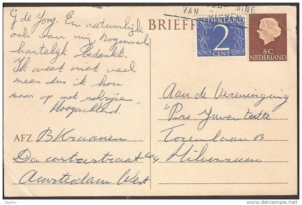 Briefkaart 1959 Geuzendam Nr 269 Met Bijfrankering - Postal Stationery