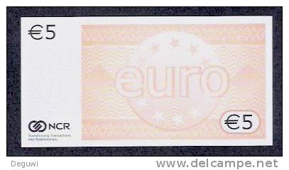 Test Note "NCR, 5 EURO, Testnote, Beids. Druck, RRRR, UNC, NCR-111c - Sonstige & Ohne Zuordnung