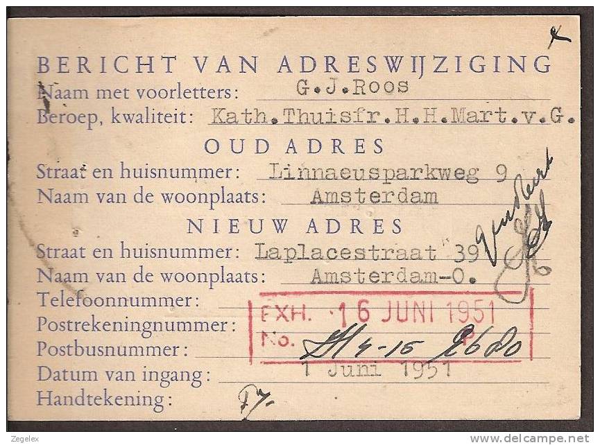 Verhuiskaart 1950 Geuzendam Nr 19 ""Bericht Van Adreswijziging"" Op Roomkleur - Postal Stationery