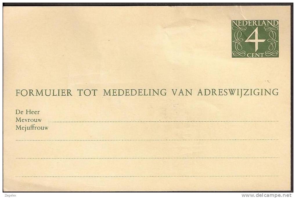 Verhuiskaart 1957 Geuzendam Nr 23 Ongestempeld Maar Beschreven - Postal Stationery