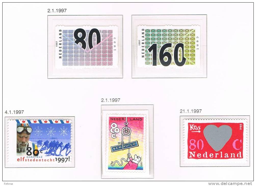 NEDERLAND   N° 1567/1568 + 1578/1580  - 1997 ** - Unused Stamps