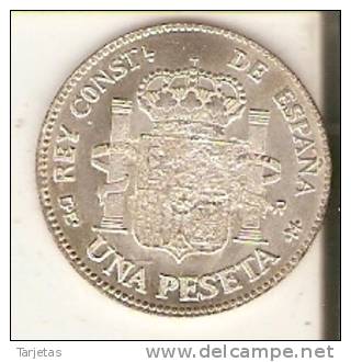 REPLICA DE UNA MONEDA DE ESPAÑA DE 1 PTA DE ALFONSO XIII DEL AÑO 1905 (FAUX-FAKE) (NO ES DE PLATA) - Colecciones