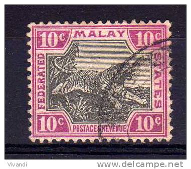 Federated Malay States - 1914 - 10 Cents Definitive (Watermark Multiple Crown CA) - Used - Federated Malay States