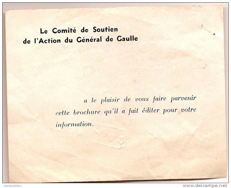 Papillon De Brochure /Comité De Soutien De L´action Du Général De Gaulle/ Vers 1958-1964   OL43 - 1939-45