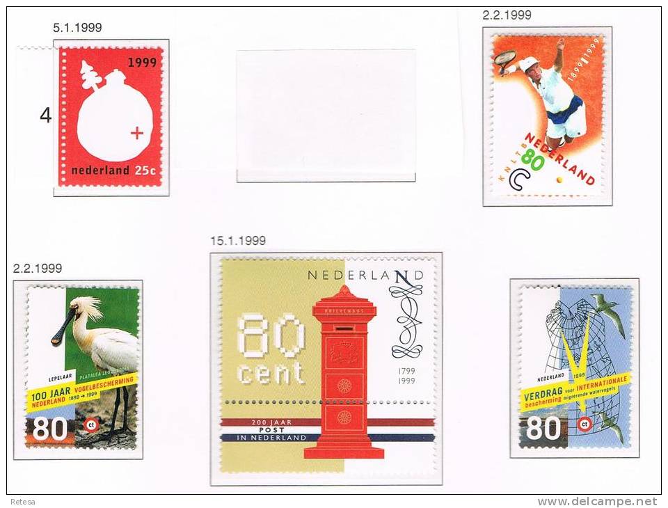 NEDERLAND  N° 1676 + 1678/1681 -  1999 ** - Unused Stamps