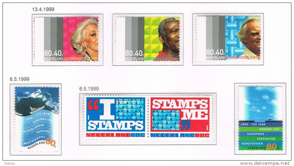 NEDERLAND  OUDERENZEGELS + WATERLAND + VERRASSINGSZEGELS   1999 ** - Unused Stamps