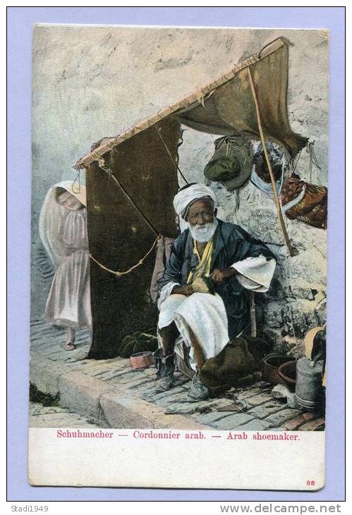 Vintage Card Karte Arab Shoemaker Arabischer Schuhmacher Cordonnier Arab About 1905 (485) - Sonstige & Ohne Zuordnung