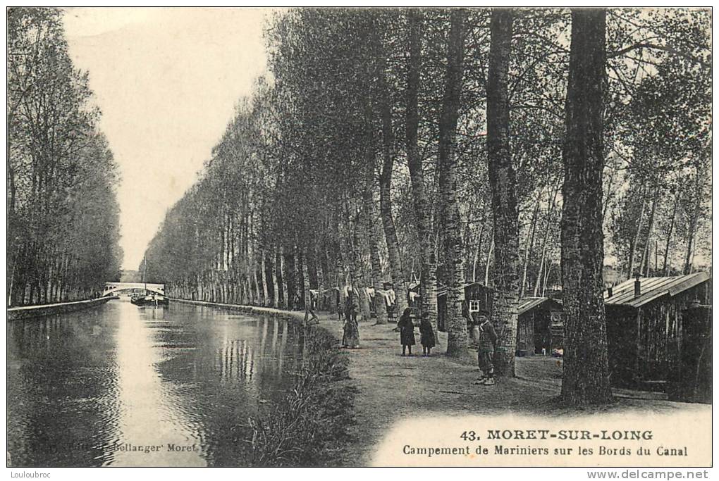 77 MORET SUR LOING CAMPEMENT DE MARINIERS SUR LES BORDS DU CANAL - Moret Sur Loing