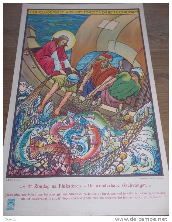 Affiche Devotie Illustr. Jos Speybrouck -  De Wonderbare Visvangst - Afiches