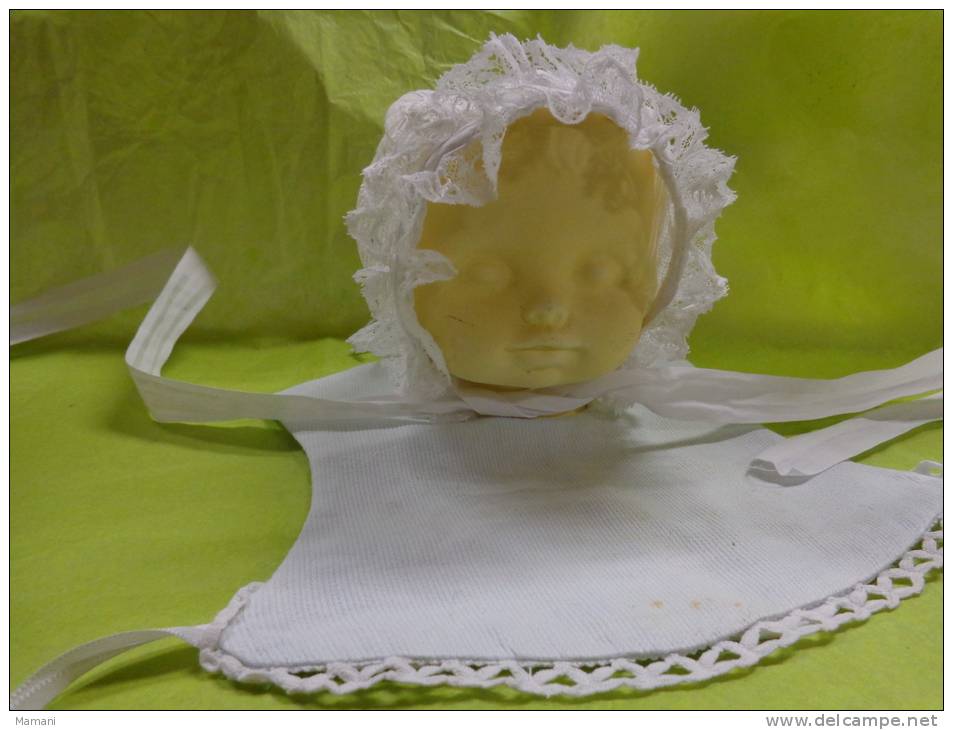 Coiffe Ou  Bonnet + Bavoir  De Bebe Pour Poupee Ou Poupon  (5)- - Autres & Non Classés