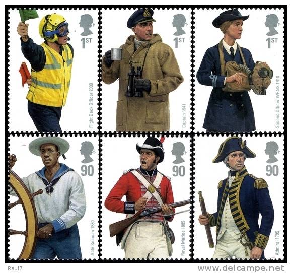 GRAND-BRETAGNE 2009 - Uniformes Militaires, Royl Navy - 6v Neufs// Mnh - Neufs