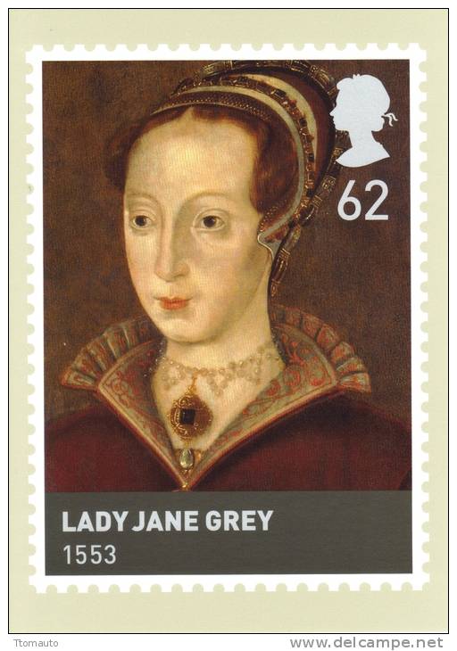 Kings & Queens Of England  -  The House Of Tudor  -  Lady Jane Grey  -  Stamp Card - Familles Royales