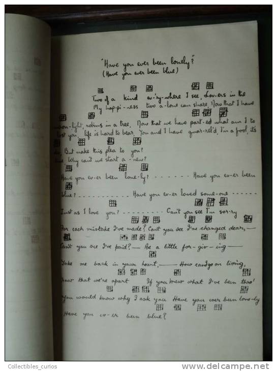 HAND WRITTEN MUSICAL NOTES BRITISH INDIA 1920´S