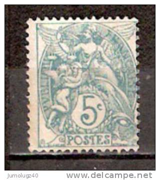 Timbre France Y&T N° 111 (02) Obl  Type Blanc.  5 C. Vert. Cote 0,30 € - 1900-29 Blanc