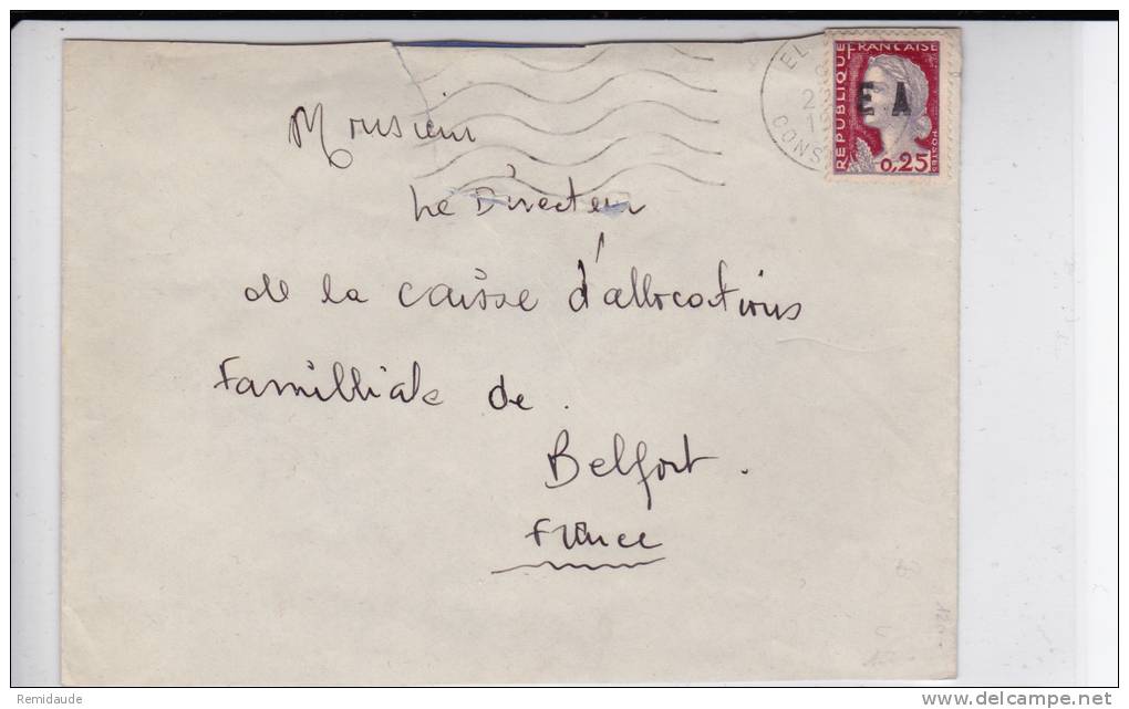 1962 - ETAT ALGERIEN - DECARIS SURCHARGE E.A Sur ENVELOPPE De EL MILIA (CONSTANTINE) - Algerien (1962-...)