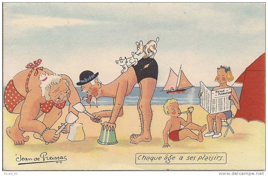 Cpsm,illustrateur Jean De Preissac, Humour, " Chaque âge Ses Plaisirs" - Preissac