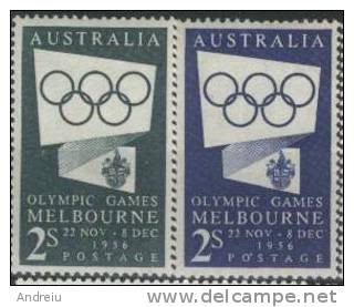 1954/55  Australia , Olympic Games Melbourne, 1v+1v. Michel 250 Y 259 - MH - Ongebruikt