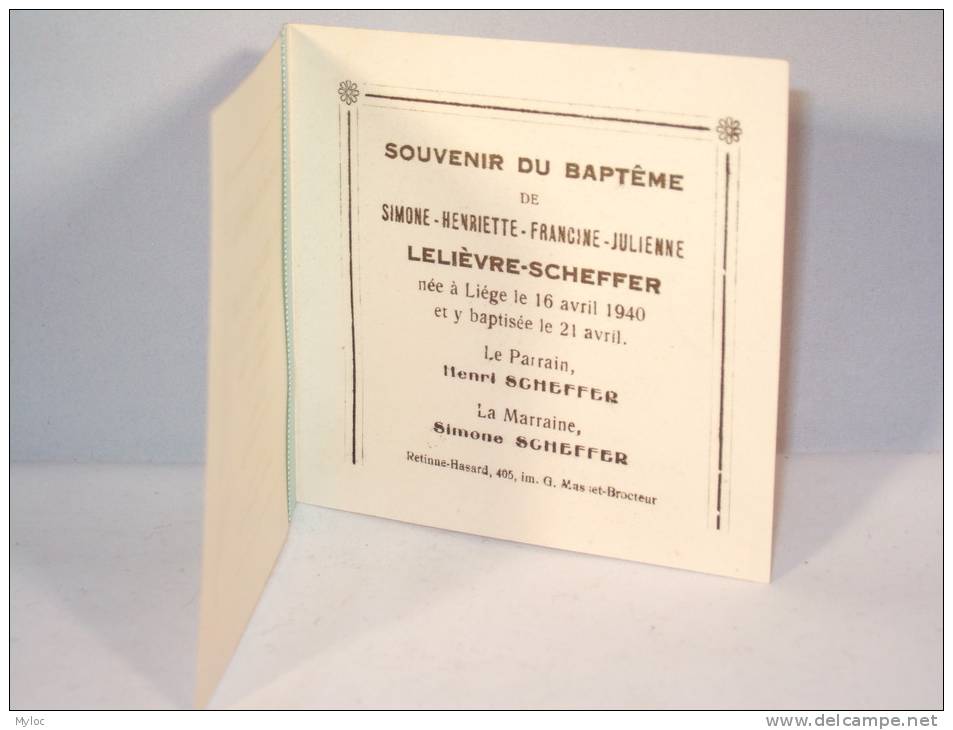 Souvenir Du Baptême De Julienne Lelièvre-Scheffer, Née à Liège Le 16 Avril 1940 Et Baptisée Le 21 Avril. - Nacimiento & Bautizo