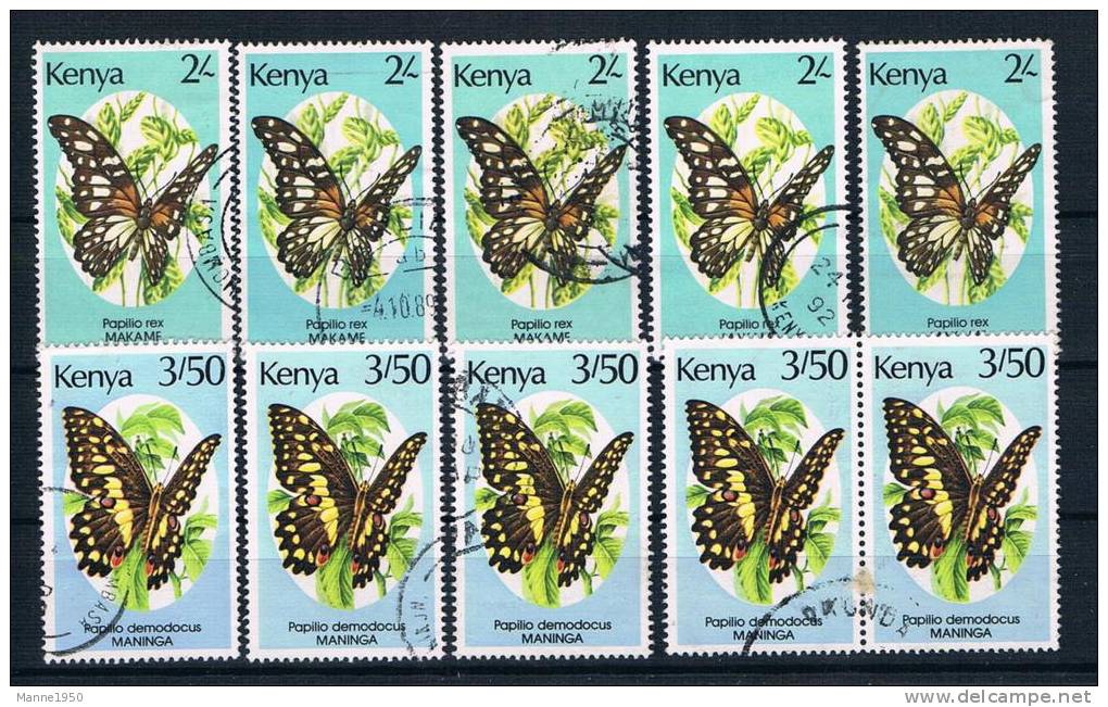 Kenia 1988 Schmetterlinge Mi.Nr. 421/24 Je 5 Mal Gestempelt - Kenia (1963-...)