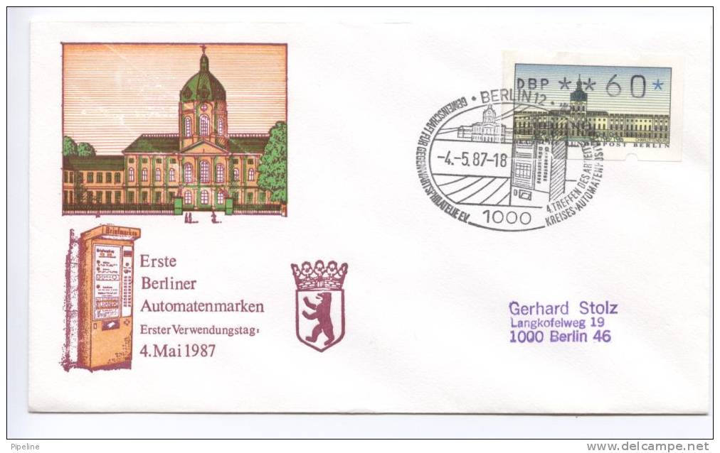 Germany BERLIN Cover First Berlin Slot Machine Stamps 4-5-1987 With Cachet - Other & Unclassified
