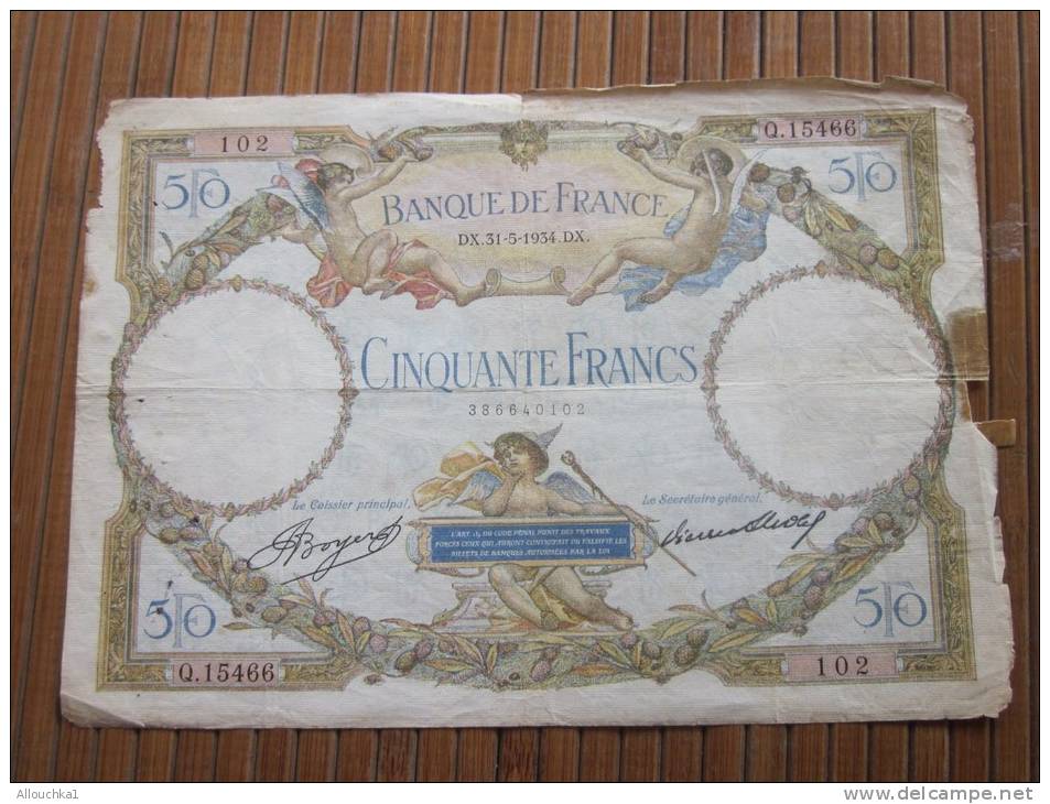 50 Francs Luc Olivier Merson Billet De La Banque De France Au D X. 31 Mai 1934. DX - 50 F 1927-1934 ''Luc Olivier Merson''