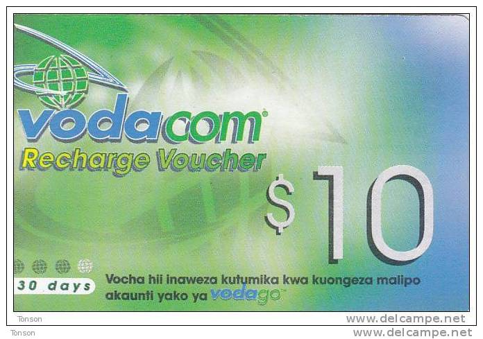 Tanzania, $10, Vodacom, GSM Recharge Voucher, 2 Scans. (12.12.2002) - Tanzania