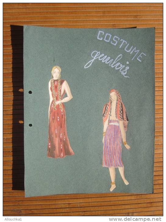 Dessin Peinture à La Gouache (original 1943 )—>Thème De La Mode Féminine:Découpes : Costumes Genevois Ou Gaulois - Gouaches