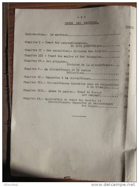 Cours De Dessin Géométrique Lire La Table Des Matières + Tracés Géométriques Etc. - Autres & Non Classés