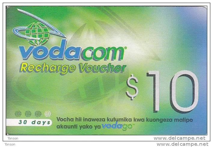 Tanzania, $10, Vodacom, GSM Recharge Voucher, 2 Scans. (22.12.2002) - Tanzania