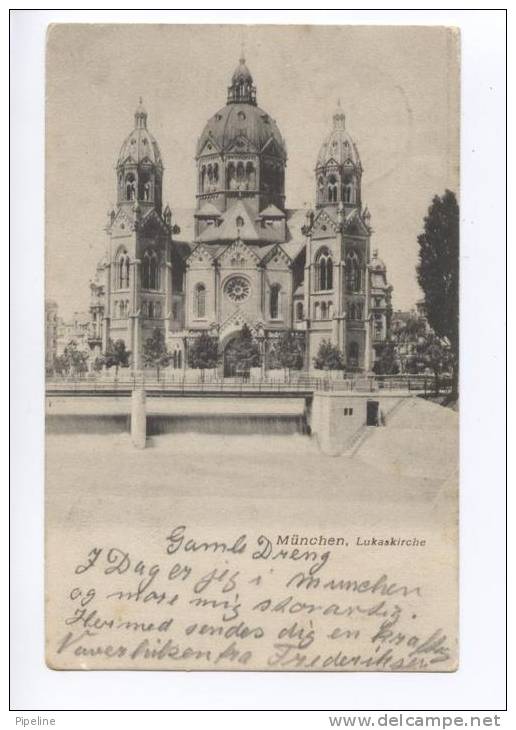 Germany Postcard Munich LUKASKIRCHE Sent To Denmark 17-4-1905 - Other & Unclassified