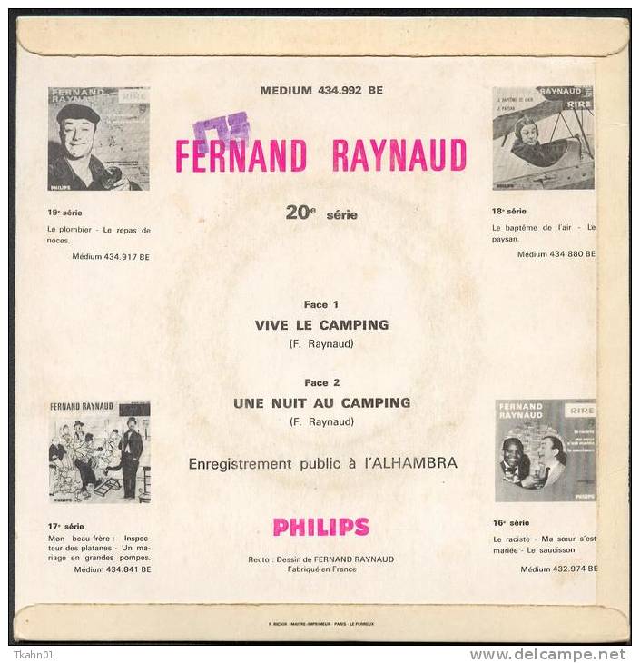 45 T FERNAND-RAYNAUD  " PHILIPS " VIVE LE CAMPING ..... - Comiche