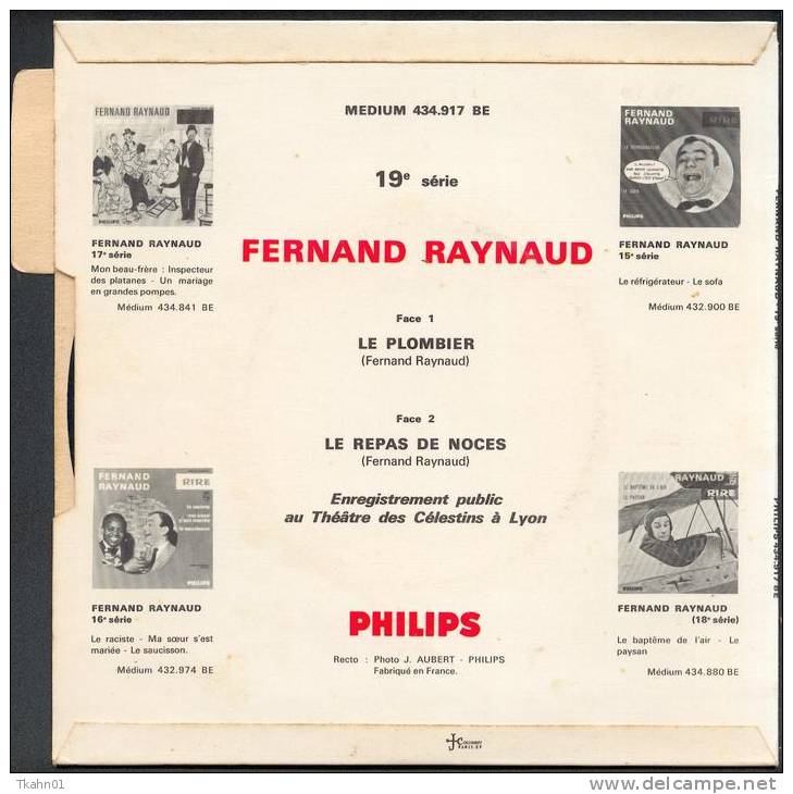 45 T FERNAND-RAYNAUD  " PHILIPS " LE PLOMBIER ..... - Comiche