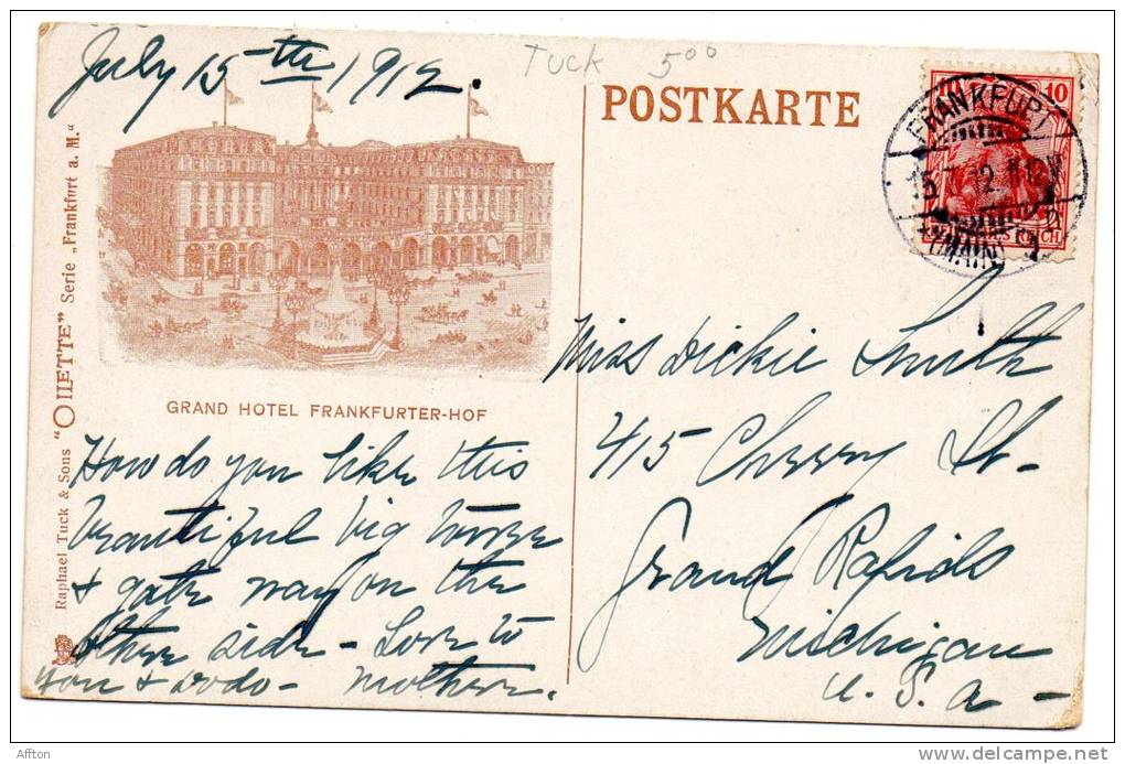 Grand Hotel Frankfurter Hof 1905 Postcard - Frankfurt A. Main