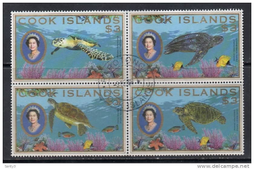 Cook Island, Jaar 2008, Blok Van 4, Schildpadden, Gestempeld, Zie Scan - Cook