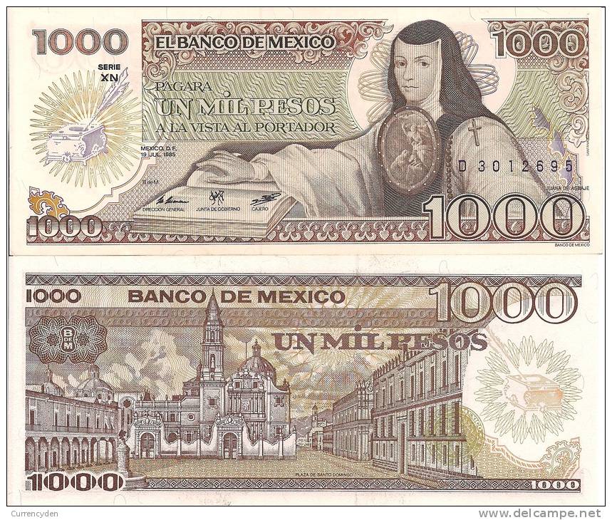 Mexico P-85, 1000 Pesos, Juana De Asbaje / Santo Domingo Plaza - Mexico