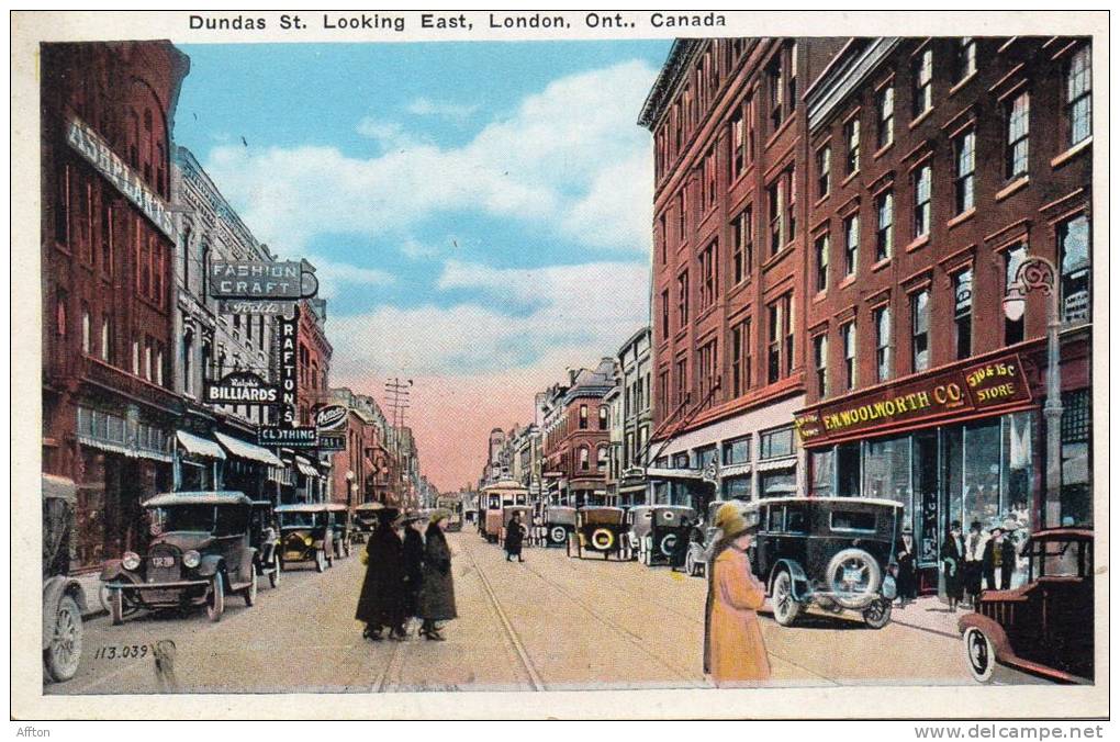 Dundas Street Cars London Ontario Old Postcard - London