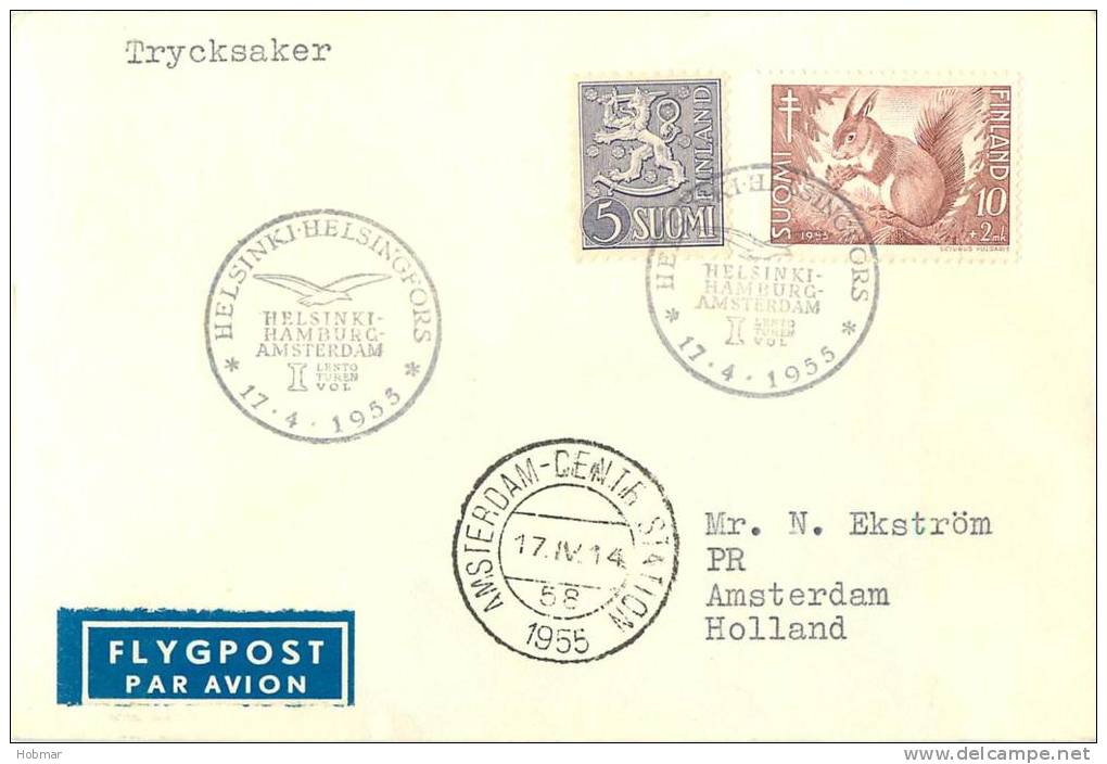 Finland Cover 1955 LUX Cancelled Par Avion - Brieven En Documenten