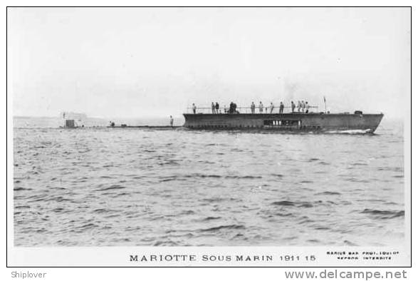 Sous-marin MARIOTTE (Marine Nationale) - Carte Photo éd. Marius Bar - Bateau/ship/schiff - Sous-marins